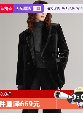 【自营】【商场同款】ELLE90白鸭绒黑色羽绒服女2024冬季新款外套