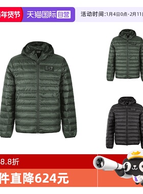 【自营】EA7阿玛尼男士鸭绒连帽羽绒服夹克上衣外套 6RPB16 PN5ZZ
