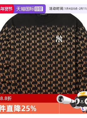 【自营】MLB卫衣男女新款运动服黑色纽约洋基长袖套头衫3AMTM0744