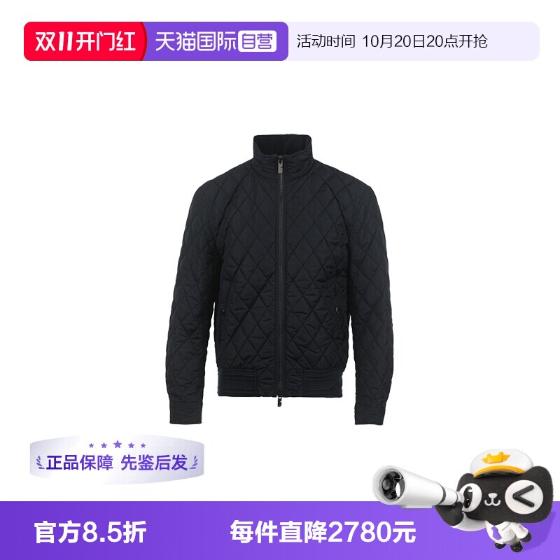 【自营】BURBERRY/博柏利男士菱格绗缝立领秋冬保暖拉链夹克外套