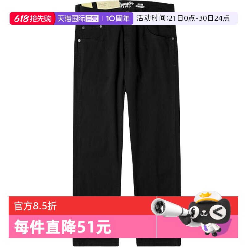 【自营】Wrangler 黑色经典休闲百搭牛仔裤男士修身直筒潮流长裤