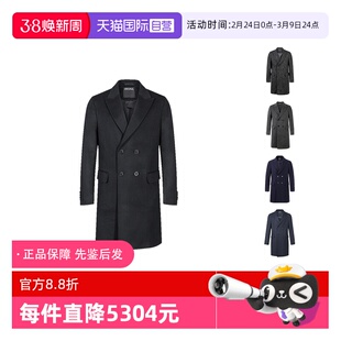 【自营】ZEGNA/杰尼亚男士羊毛双排扣中长款大衣外套 4DG4G0
