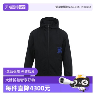 宽松休闲连帽拉链长袖 博柏利纯色男士 BURBERRY 夹克外套 自营