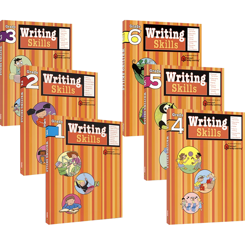【自营】Harcourt Family Learning Writing Skills 哈考特家庭辅导 写作技巧和思路 小学1-6年级练习册 儿童英语教辅英文原版图书