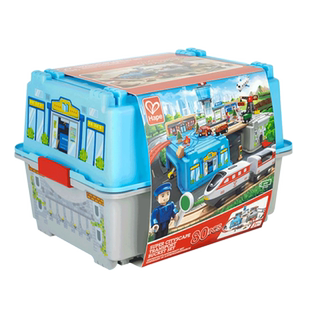 【自营】Hape火车轨道交运枢纽收纳拼装积木3岁+电动火车儿童玩具