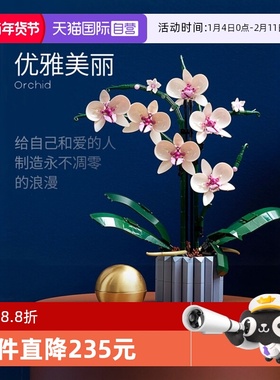 自营乐高10311兰花蝴蝶兰永生花束居家绿色植盆景抗花粉过敏女孩