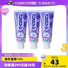 【原装进口】花王KAO日本儿童牙膏木糖醇低氟 2-12岁 70g*3葡萄味