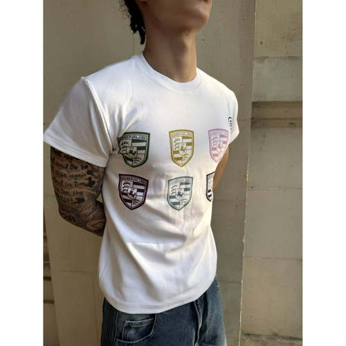 GENIUSCLUB 新品美式T恤潮流街头印花修身打底印花短袖