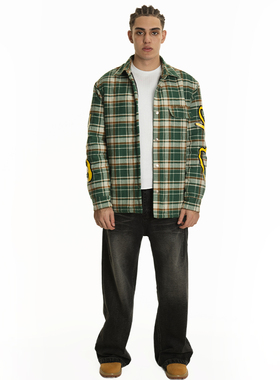 GENIUSCLUB204fw新款印花法兰绒格子棉服