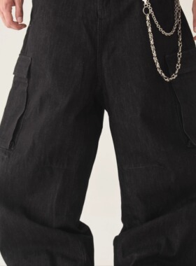 GENIUSCLUB2025ss美式低档原牛仔口袋阔腿弯刀裤