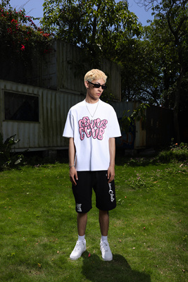 GENIUSCLUB七夕情侣创意印花纯棉短袖T恤男生宽松半袖白色体恤衫