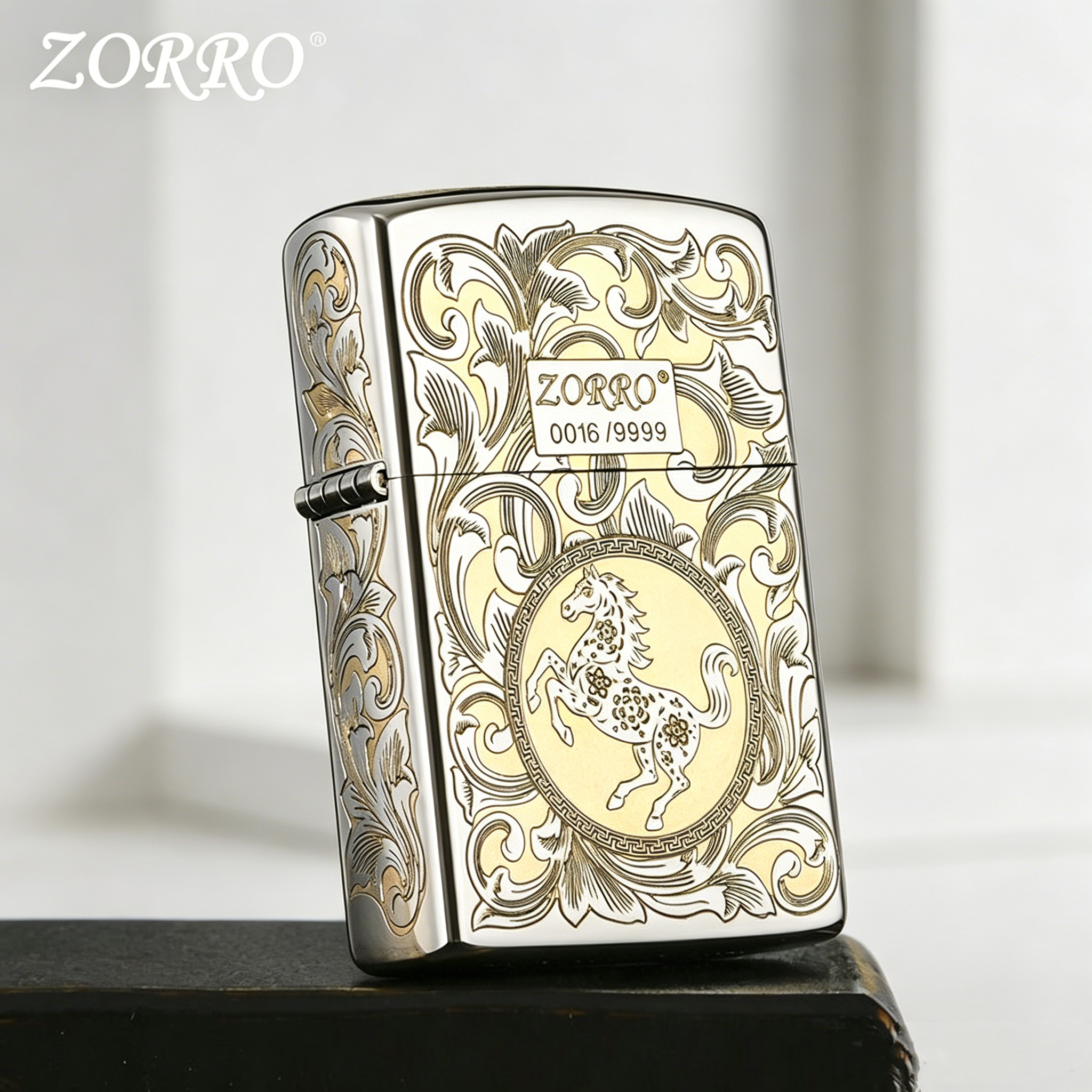 ZORRO佐罗煤油打火机唐草马上富贵个性防风火机高级感礼物礼盒装