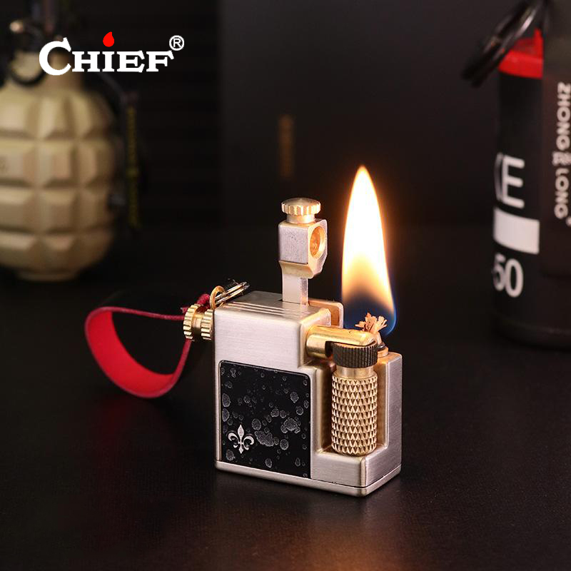 首领新款小方砖侧滑煤油打火机