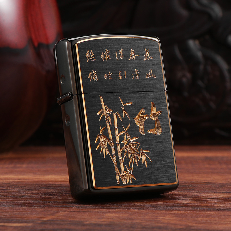 ZORRO佐罗四君子梅兰竹菊贴章煤油打火机复古防风老式个性礼品男