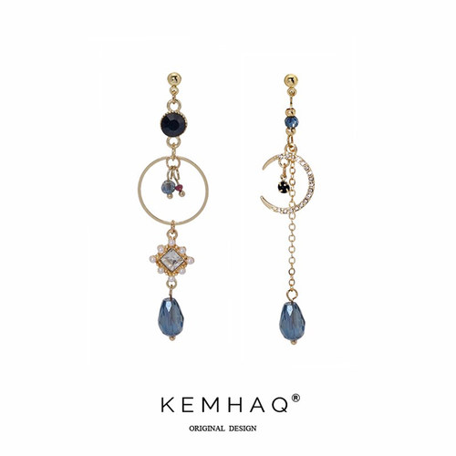 ins蓝色水滴小众设计网红耳夹