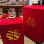 米季 亚行李箱罩结婚红色保护套弹力加厚烫金新娘陪嫁