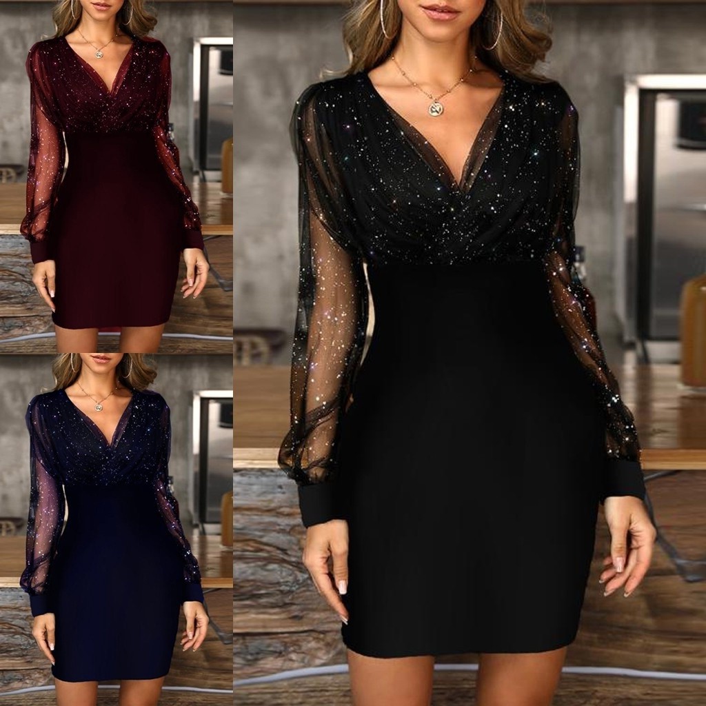 Sequins Long Sleeved Female Party Culb Dress 派对 连衣裙