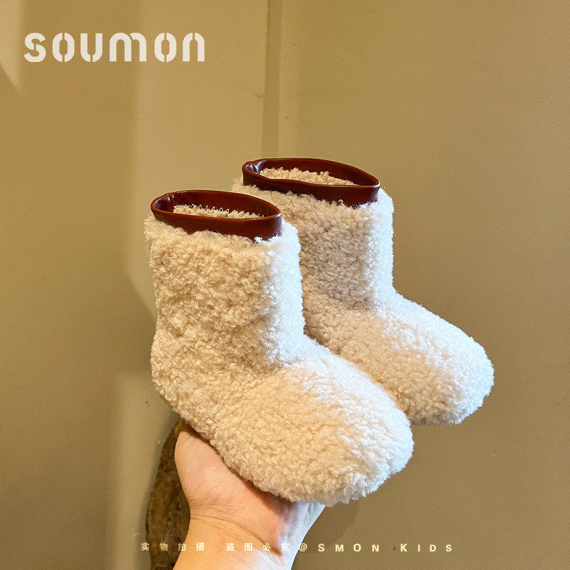 书萌儿童毛绒雪地靴2026冬季新款女加厚保暖毛毛短靴软底休闲棉鞋,童鞋/婴儿鞋/亲子鞋,雪地靴,淘宝优惠券,粉丝福利购,淘宝优惠卷