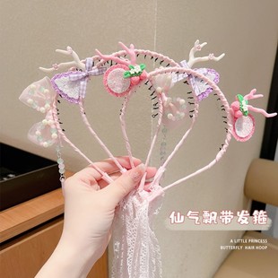 儿童编发飘带发箍汉服古风花朵头饰女童防滑头箍女孩公主碎发夹女