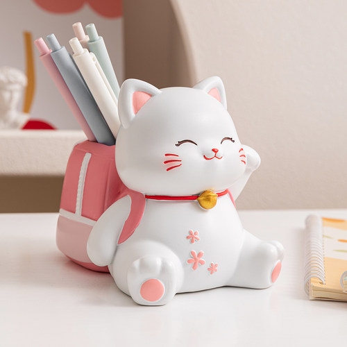 可爱猫咪笔筒摆件办公桌面装饰品