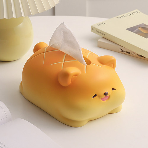 可爱面包小狗摆件创意纸巾盒装饰