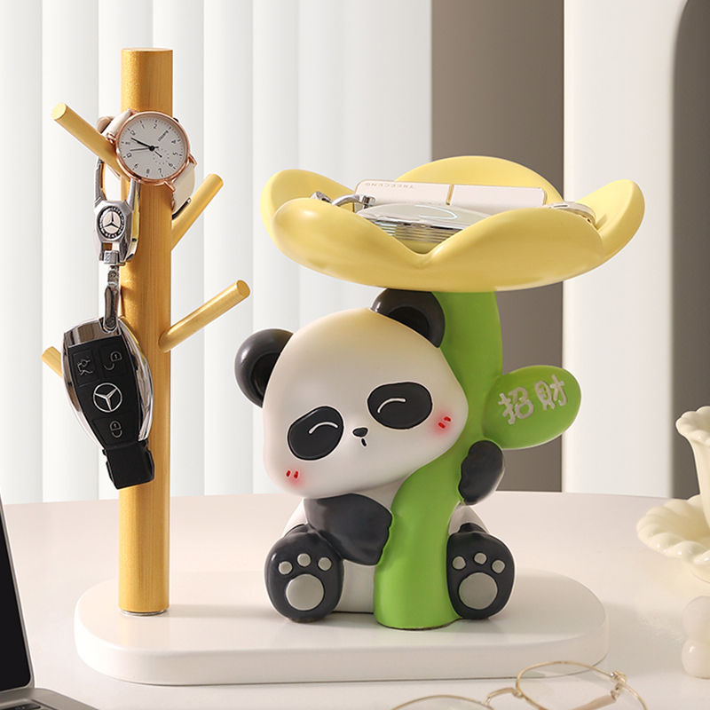 卡乔熊猫摆件玄关钥匙收纳装饰