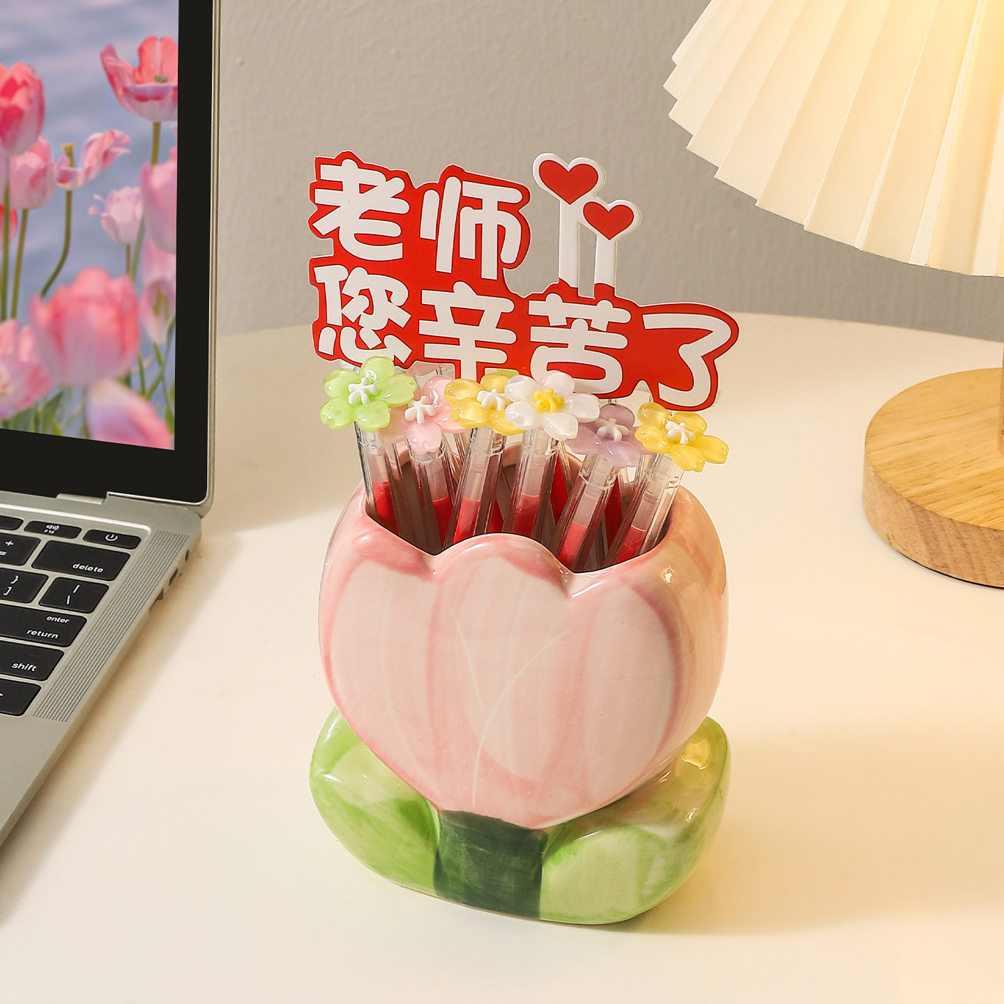 diy手工红笔花束笔筒大容量摆件图片