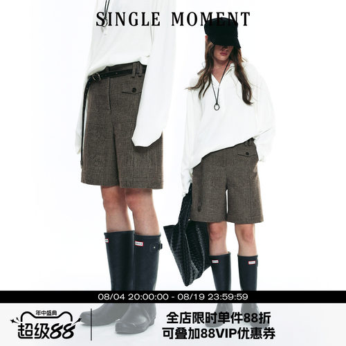 SINGLE MOMENT 25AW法式秋冬时尚通勤百搭毛呢休闲西装直筒中裤女