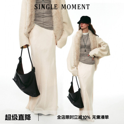 SINGLE MOMENT25AW 秋季新款法式名媛气质缎面醋酸鱼尾长裙修身女