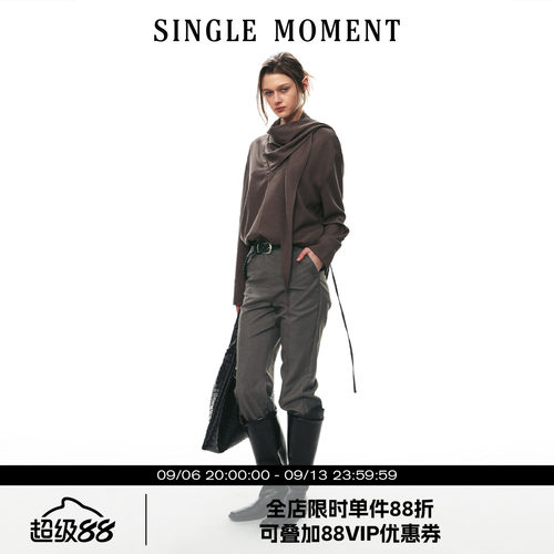 SINGLE MOMENT 26AW法式通勤经典飘带解构式套头长袖休闲宽松衬衫