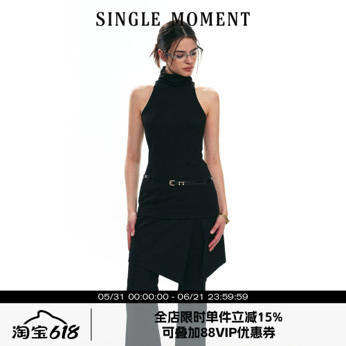 SINGLE MOMENT 25SS夏季新款法式莫代尔时尚无袖高领修身吊带背心