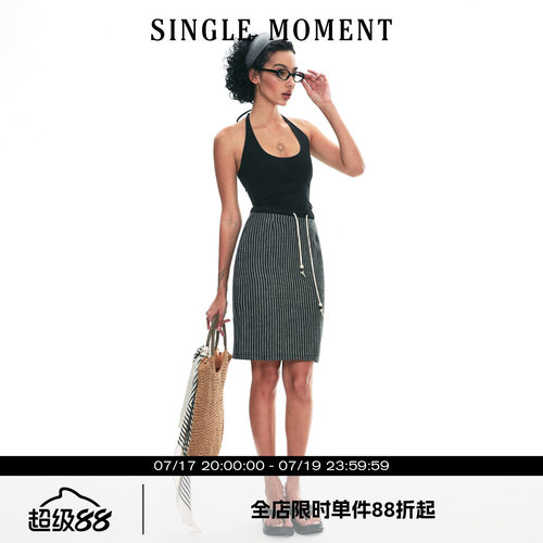 SINGLEMOMENT25SS条纹半身裙