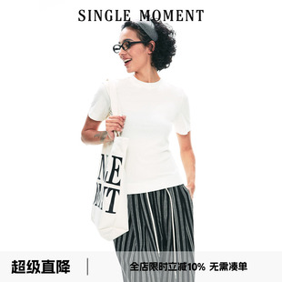 显瘦T恤短袖 SINGLE 通勤凉感透气宽肩修身 2025SS夏季 女 MOMENT
