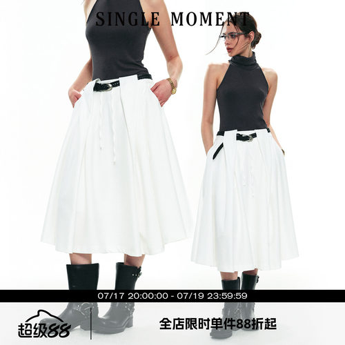 SINGLE MOMENT 25SS夏季新款法式设计感宽松通勤休闲西装式伞裙女
