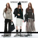 SINGLE MOMENT 25AW法式莱赛尔羊毛混纺叠穿长袖T恤打底衫上衣女