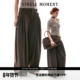 MOMENT 26SS法式 复古皮袢宽松裥褶休闲直筒宽松西裤 SINGLE 阔腿裤