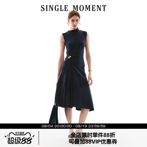 SINGLE MOMENT 26SS法式通勤气质百搭休闲扭结无袖简约连衣裙女