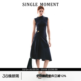 SINGLE MOMENT 26SS法式通勤气质百搭休闲扭结无袖简约连衣裙女