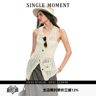 法式 25SS夏季 复古高级感挑针镂空针织背心马甲女 MOMENT SINGLE