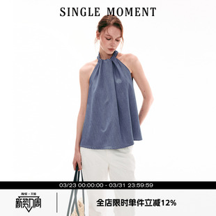 度假风休闲宽松百搭无袖 26SS法式 挂脖上衣背心女 MOMENT SINGLE