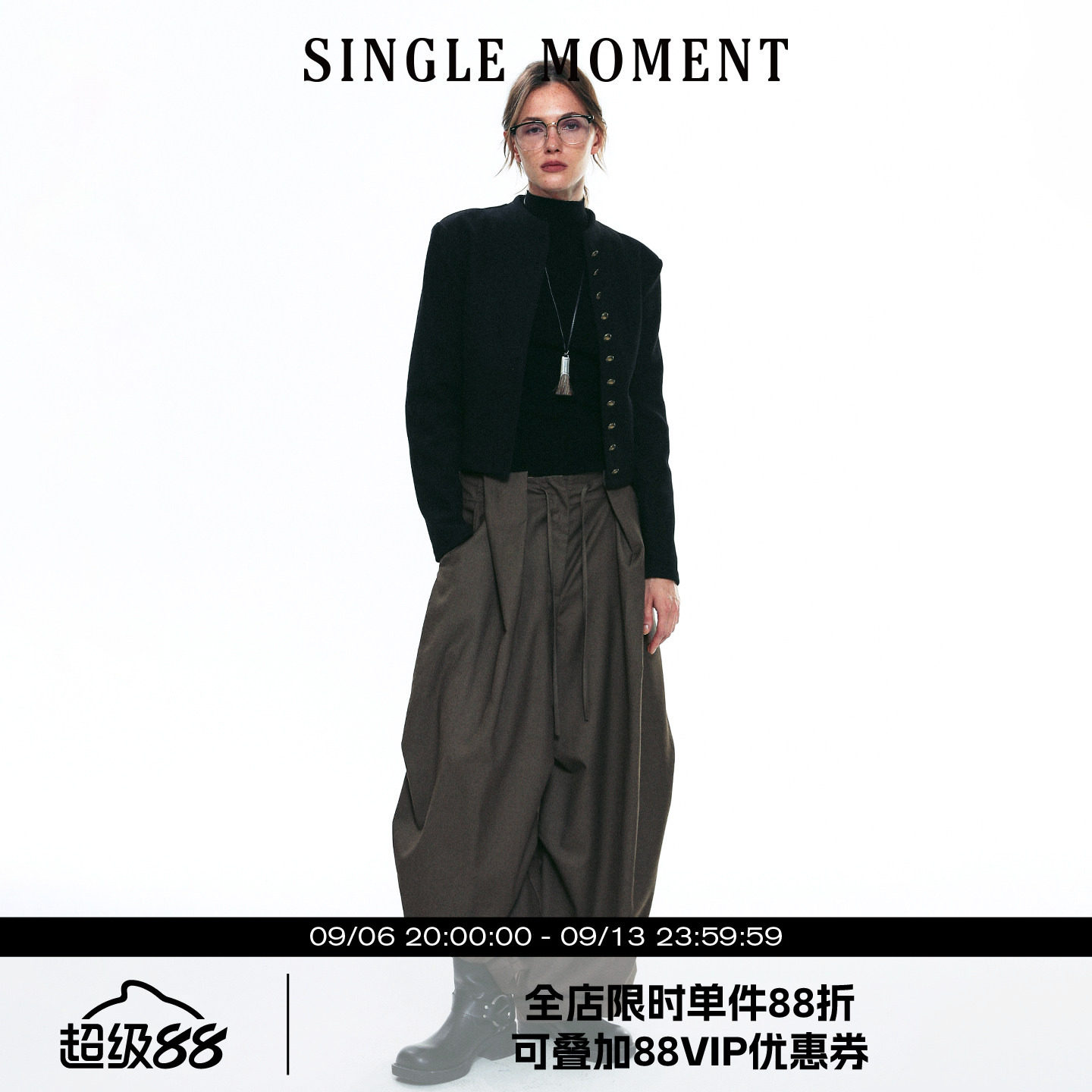 SINGLE MOMENT 25AW秋季法式短款单排扣立领夹克外套长袖上衣女图片
