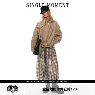 立领穿插结构夹克外套上衣女 25AW英伦风复古工装 SINGLE MOMENT