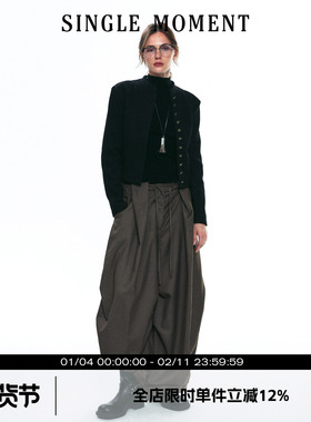 SINGLE MOMENT 25AW秋季法式短款单排扣立领夹克外套长袖上衣女