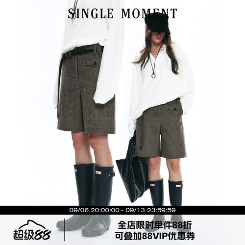 SINGLE MOMENT 25AW法式秋冬时尚通勤百搭毛呢休闲西装直筒中裤女