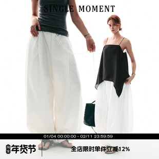 SINGLE MOMENT 26SS法式通勤百搭立体结构轻盈宽松休闲花苞裤长裤