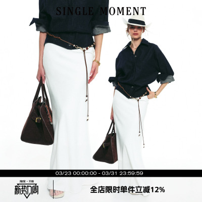 SINGLE MOMENT25AW 秋季新款法式名媛气质缎面醋酸鱼尾长裙修身女