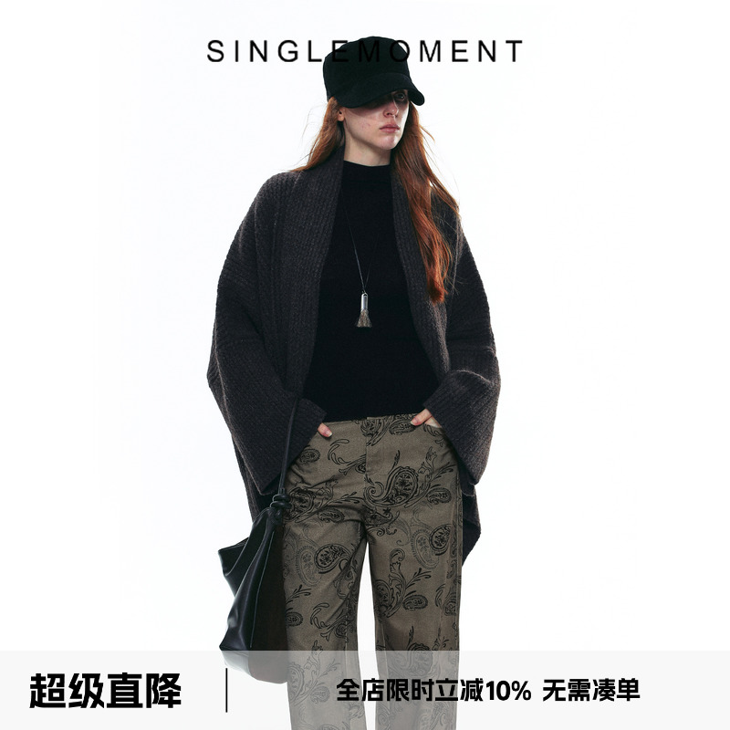 SINGLE MOMENT 25AW法式宽松慵懒感毛衣开衫外套通勤保暖上衣女秋