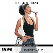 MOMENT 25SS夏季 新款 SINGLE 挂脖吊带女修身 塑形运动上衣背心内搭