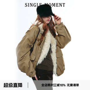 短款 SINGLE 复古毛领保暖轻工装 25AW法式 棉服棉衣外套女 MOMENT