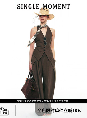 SINGLE MOMENT 25SS秋季新款法式v领无袖设计感休闲修身马甲套装